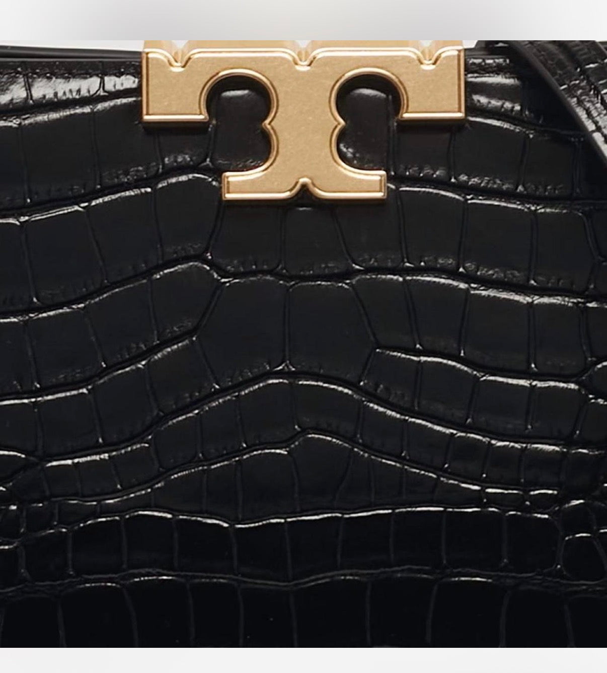 Tory Burch Eleanor Black Croc Embossed Leather Top Handle Bag