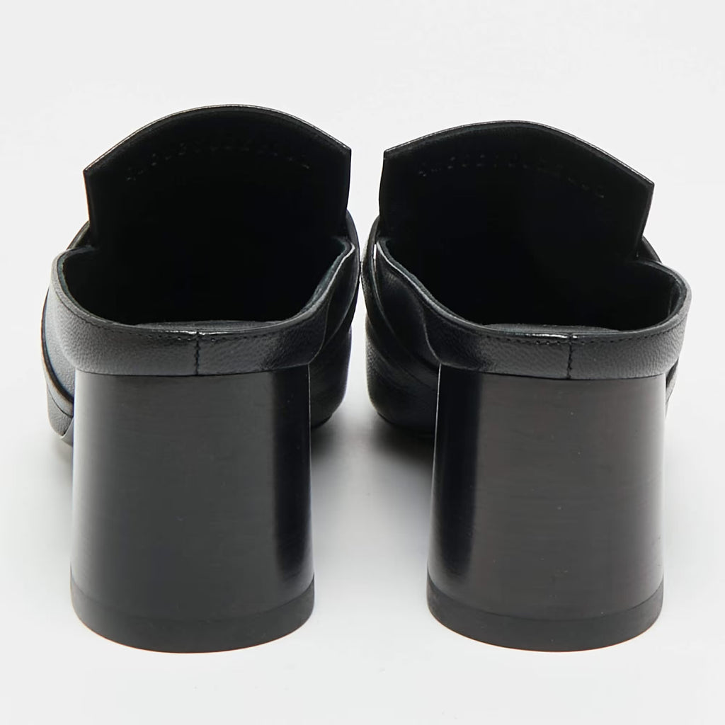 Hermès Blossom Size 35 Black Leather Mules