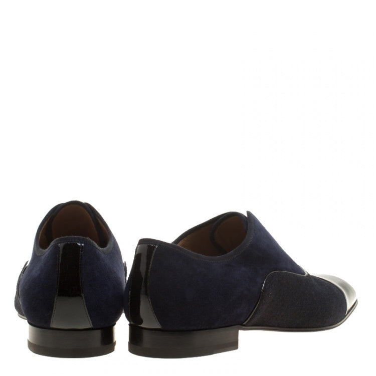 Christian Louboutin Two Tone Suede and Felt Alpha Male Slip On Oxford Loafers Size 43.5