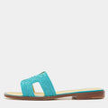 Hermes Blue Twisted Metal Thread Oran Flat Slides Size 36