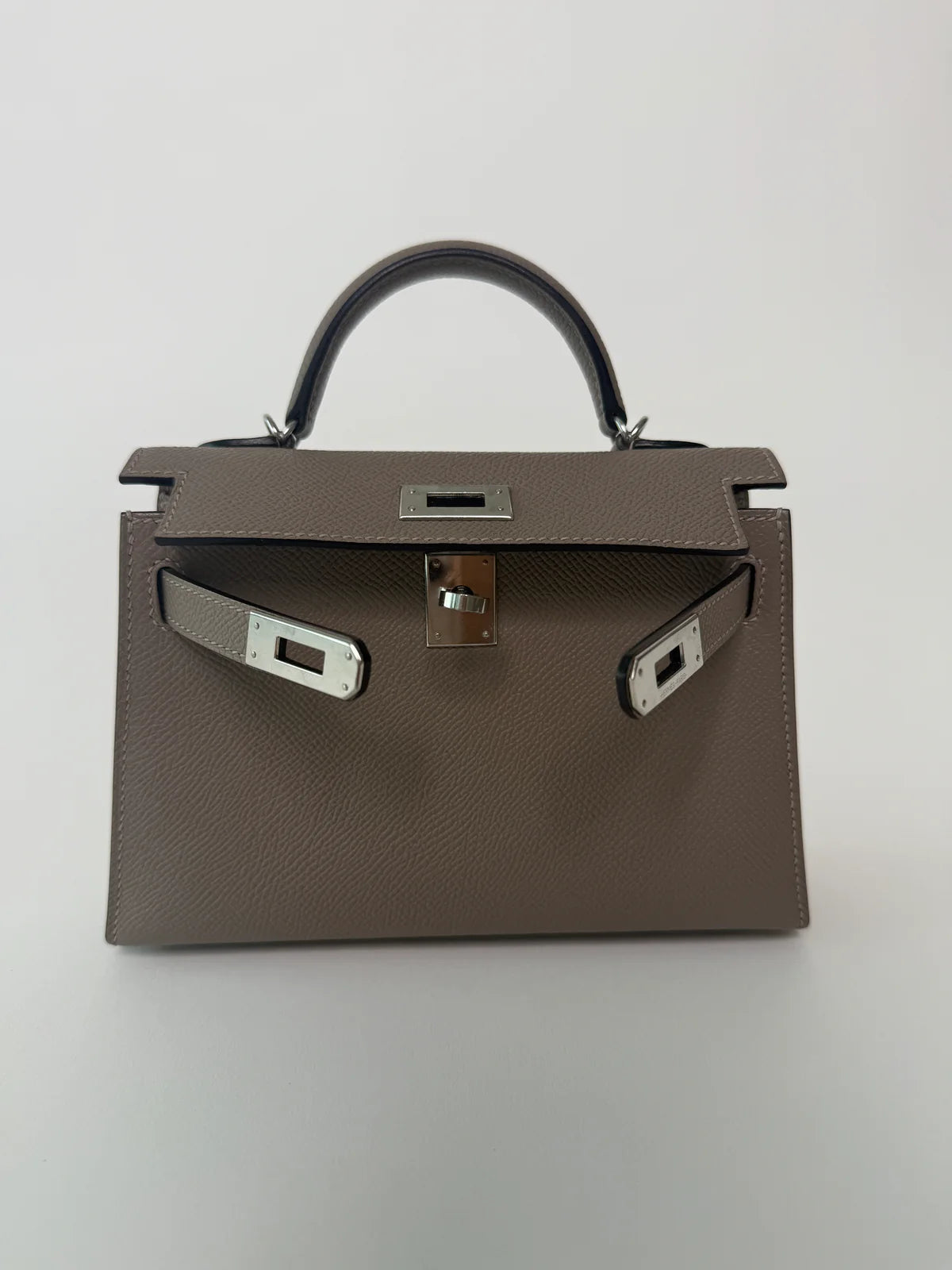 HERMÉS MINI KELLY GRIS ASPHALT IN EPSOM LEATHER WITH PHW