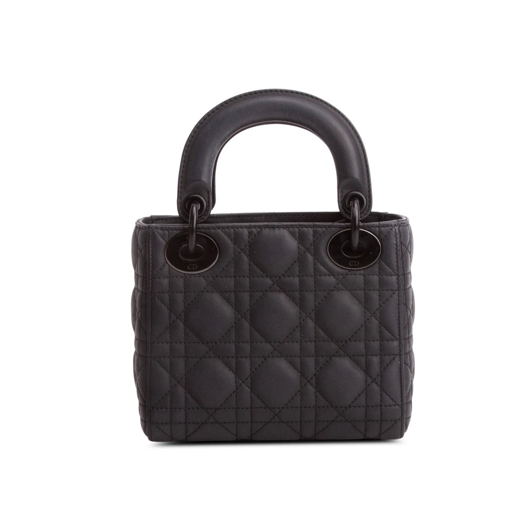 Christian Dior 2020 Black Ultra Matte Calfskin Cannage Mini Lady Dior