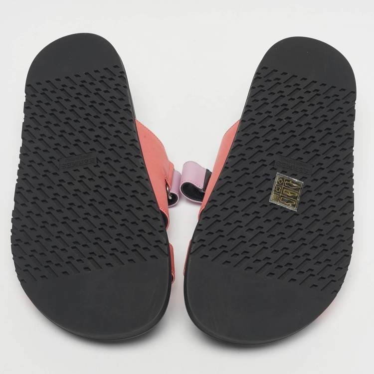 Hermès Pink/Purple Satin Chypre Flat Sandals Size 37.5