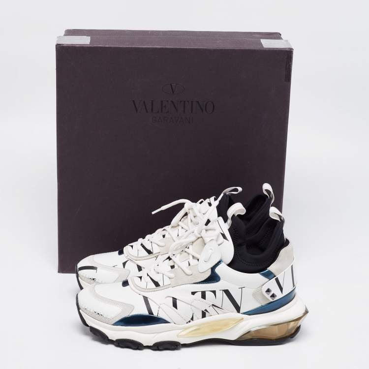 Valentino Multicolor Leather And Suede Lace Up Sneakers Size 44