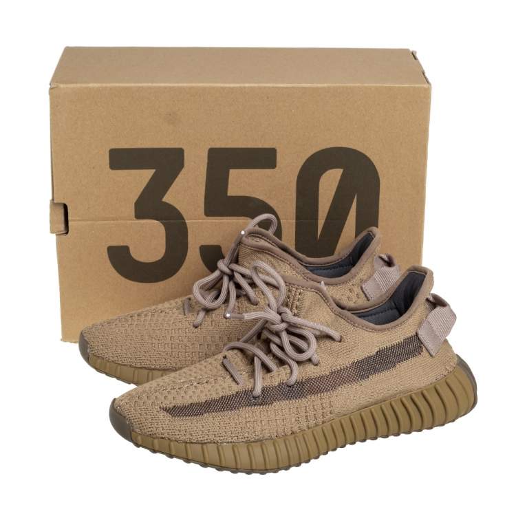 Yeezy x adidas Brown Knit Fabric Boost 350 V2 Earth Sneakers Size 38 2/3
