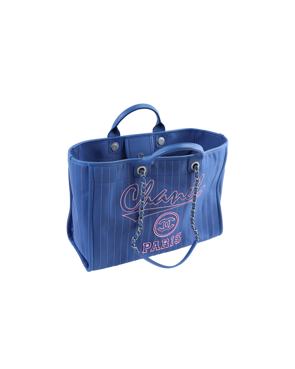 Chanel Deauville Large Blue/Pink Striped Tote Bag