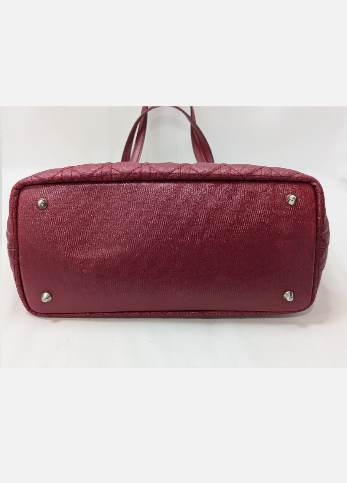 Christian Dior Cannage Panarea Leather Tote Bag Red