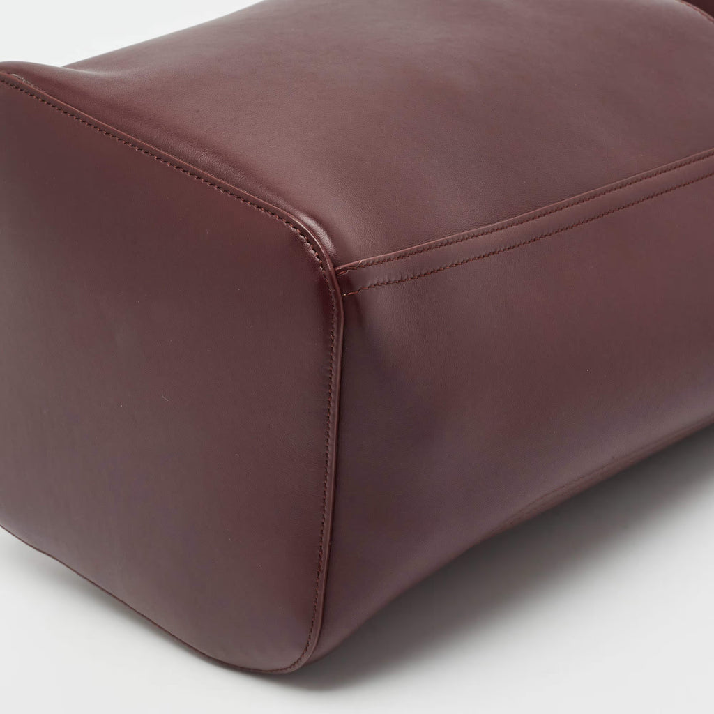 Loewe Pebble Medium Burgundy Leather Bucket Bag