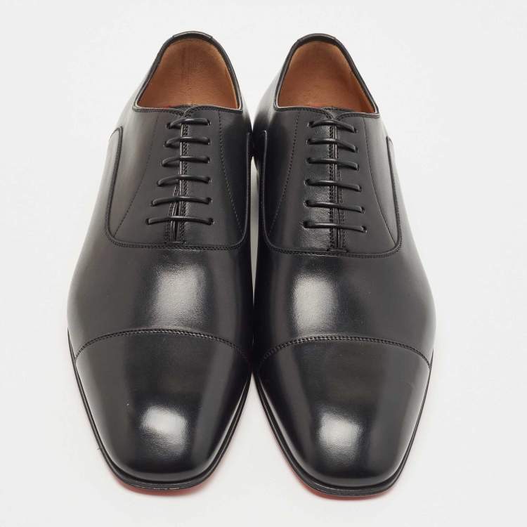 Christian Louboutin Black Leather Greggo Lace Up Oxfords Size 39.5