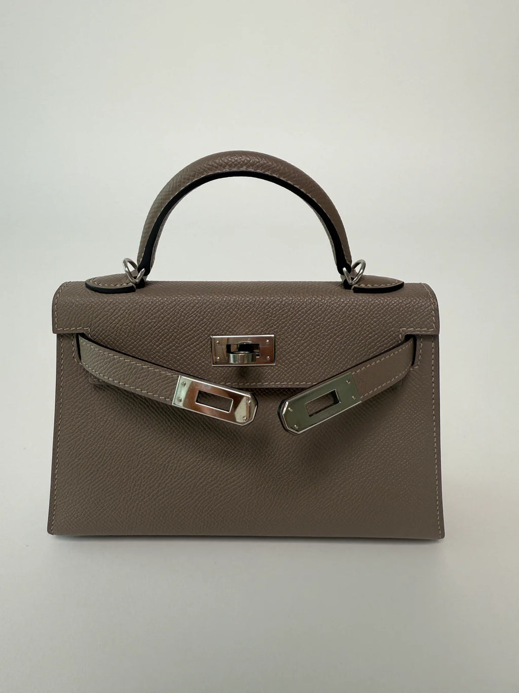 HERMÉS MINI KELLY GRIS ASPHALT IN EPSOM LEATHER WITH PHW