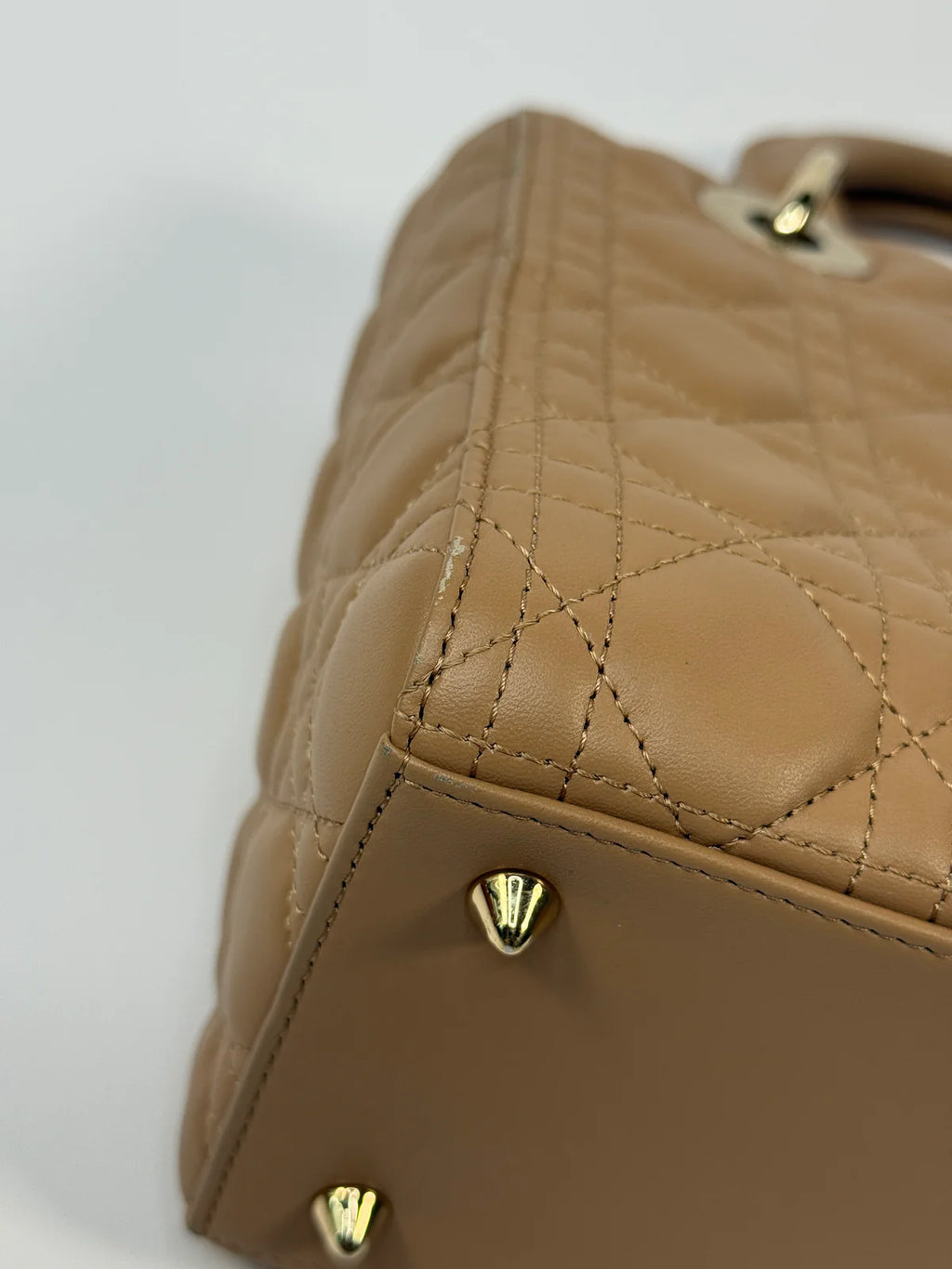 CHRISTIAN DIOR MEDIUM LADY DIOR BAG IN SAND WITH GOLD HARDWARE