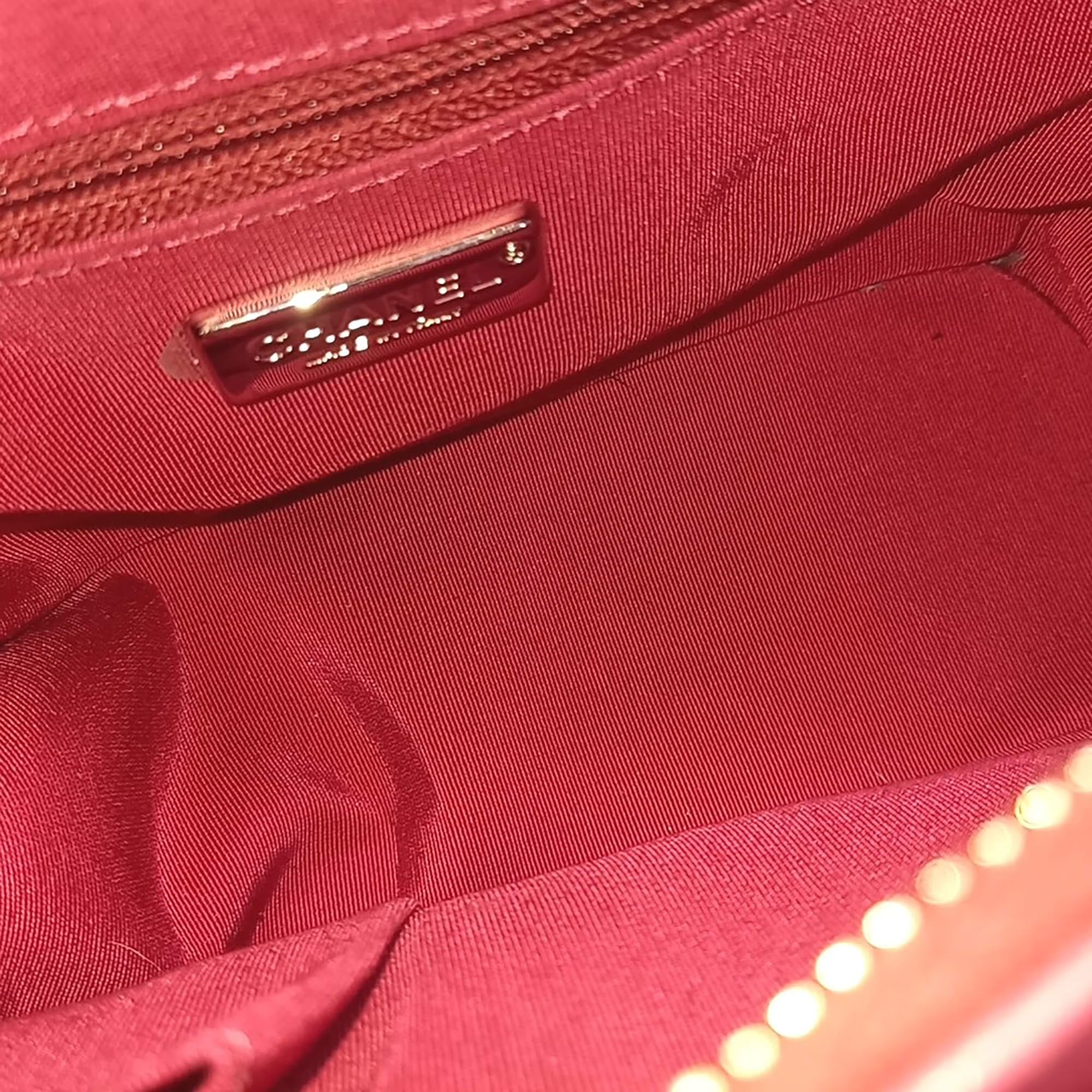 Chanel Pink/Red Leather and Sequins Gabrielle Hobo Bag Small