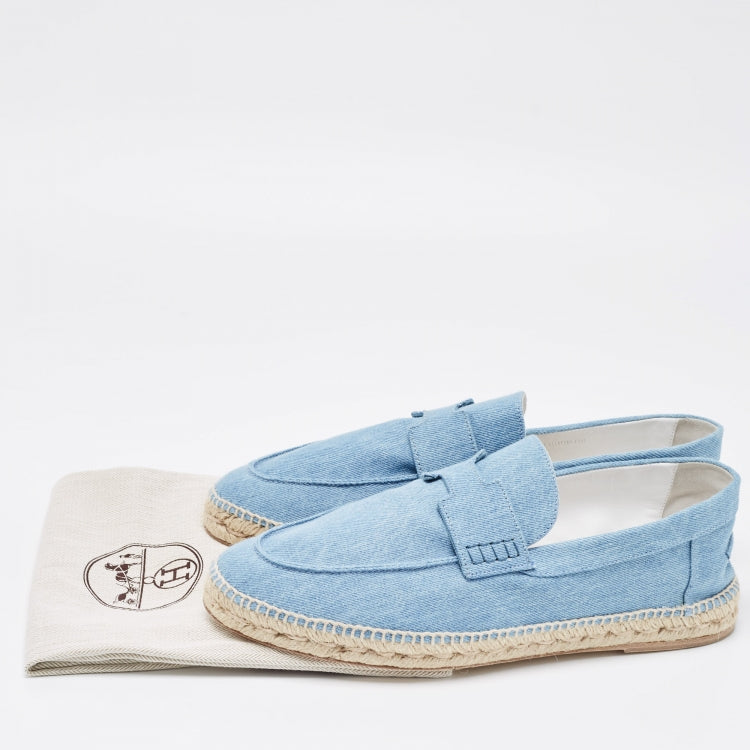 Hermes Blue Demin Trip Slip On Espadrilles Size 44