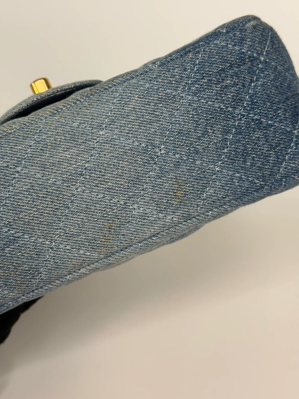 CHANEL MINI RECTANGLE IN BLUE DENIM WITH GOLD HARDWARE