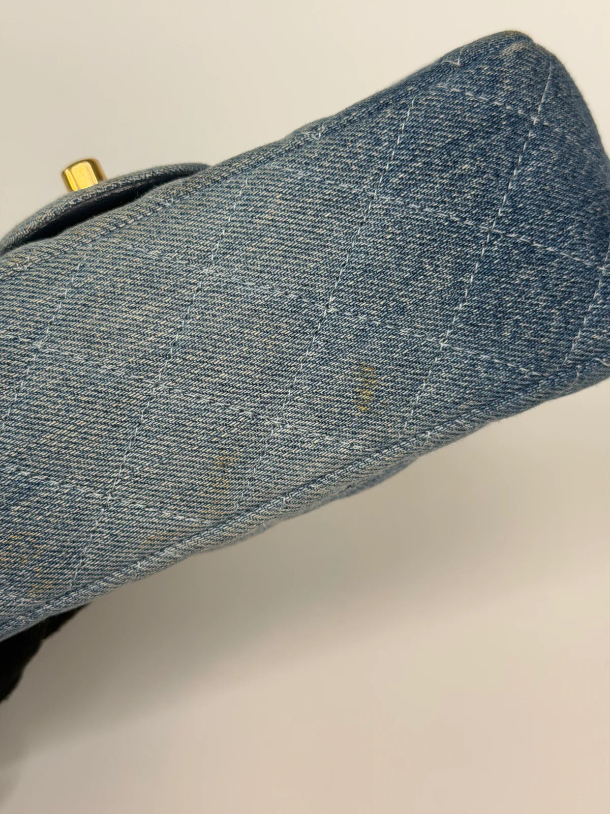 CHANEL MINI RECTANGLE IN BLUE DENIM WITH GOLD HARDWARE