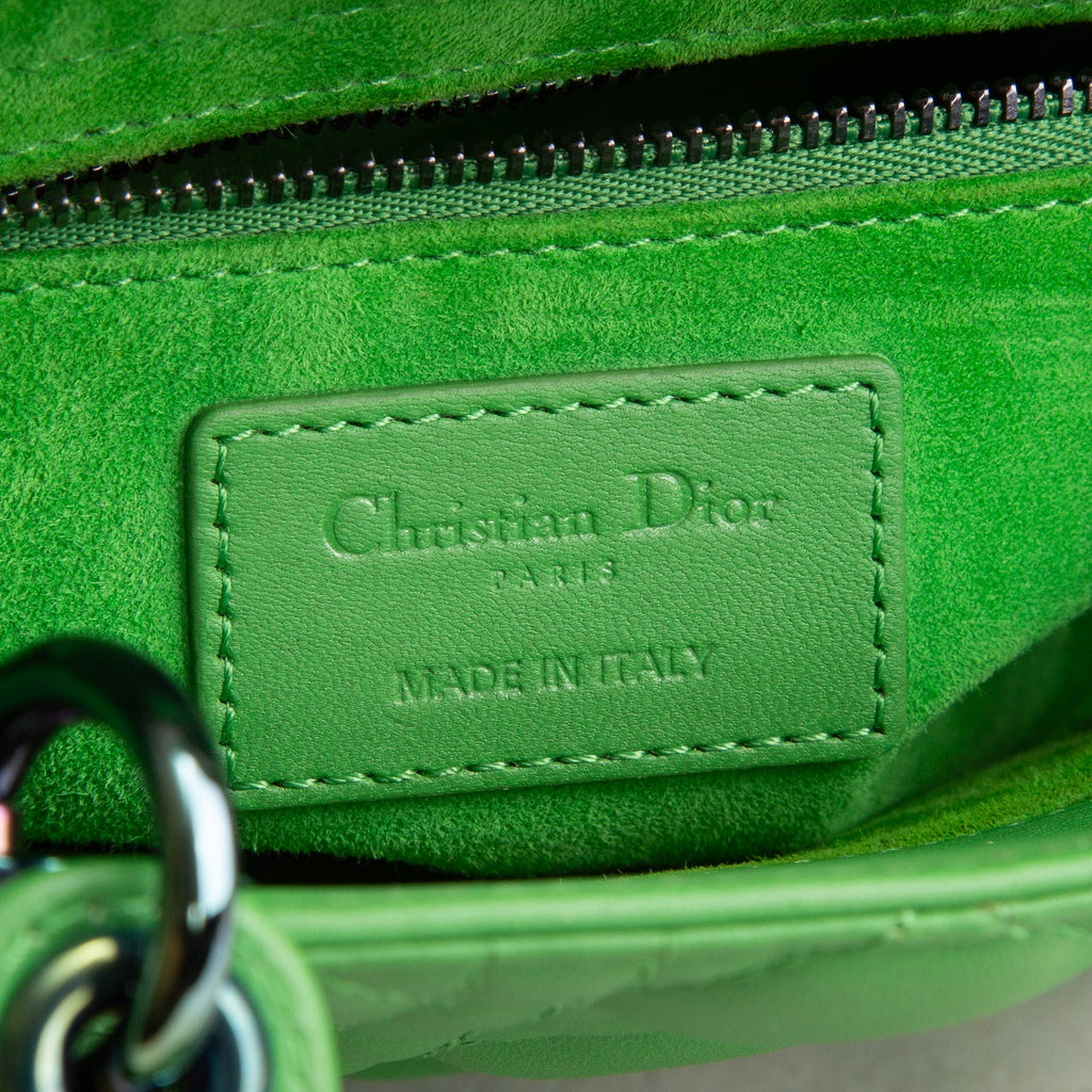 Christian Dior 2022 Green Cannage Lambskin Leather Small Lady Dior Bag
