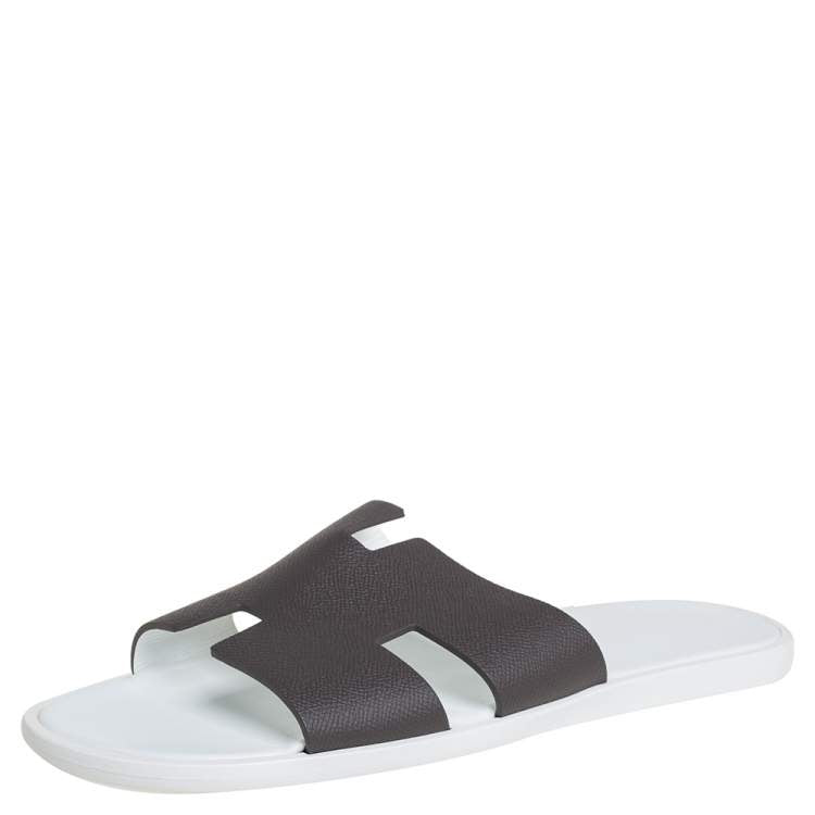 Hermes Brown Leather Izmir Sandals Size 45