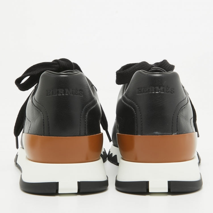Hermes Black Leather Trail Sneakers Size 38.5