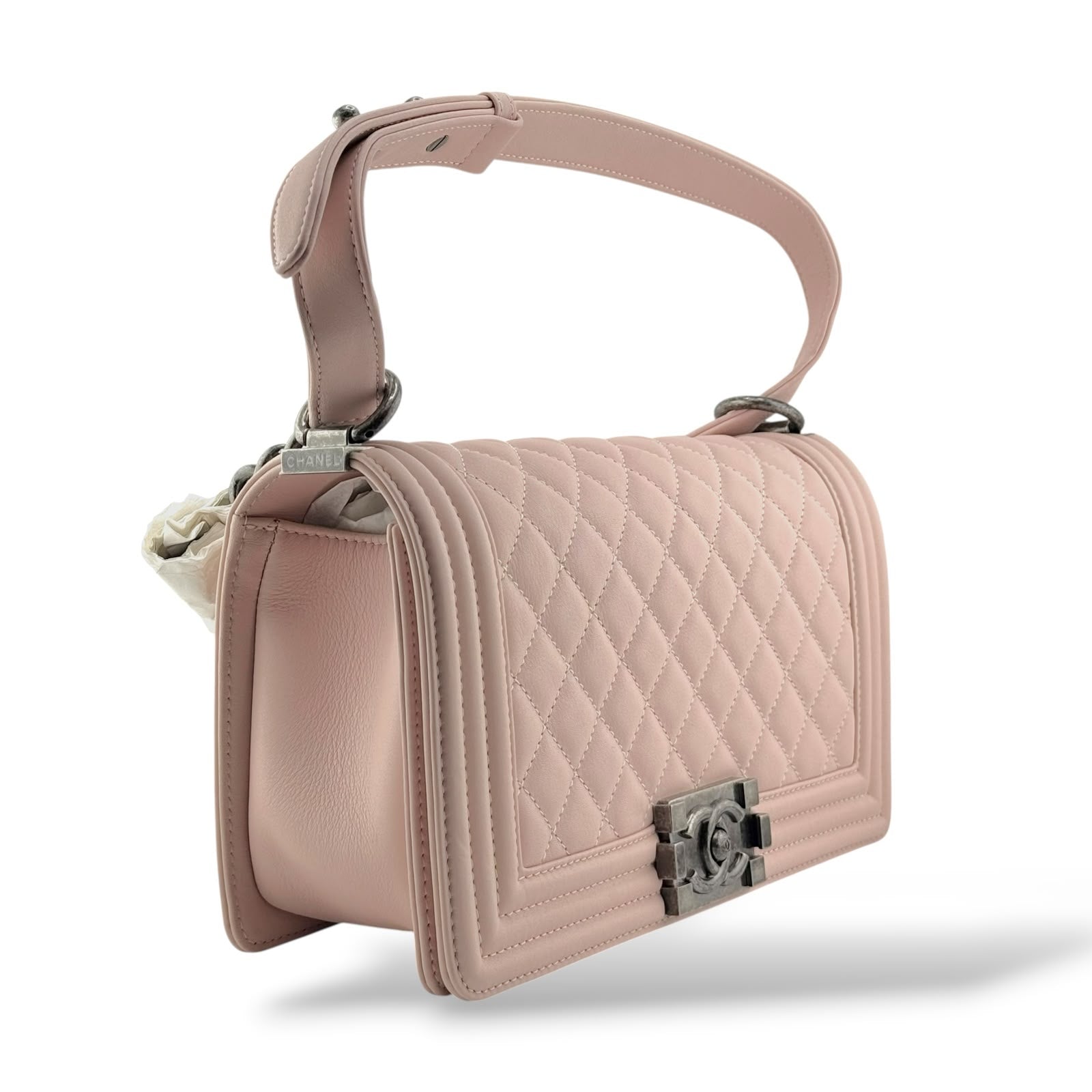 Chanel Light Pink Quilted Old Medium Swift Boy Bag