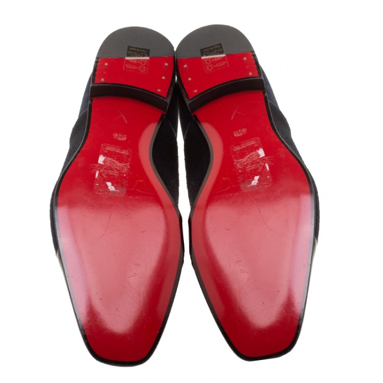 Christian Louboutin Two Tone Suede and Felt Alpha Male Slip On Oxford Loafers Size 43.5