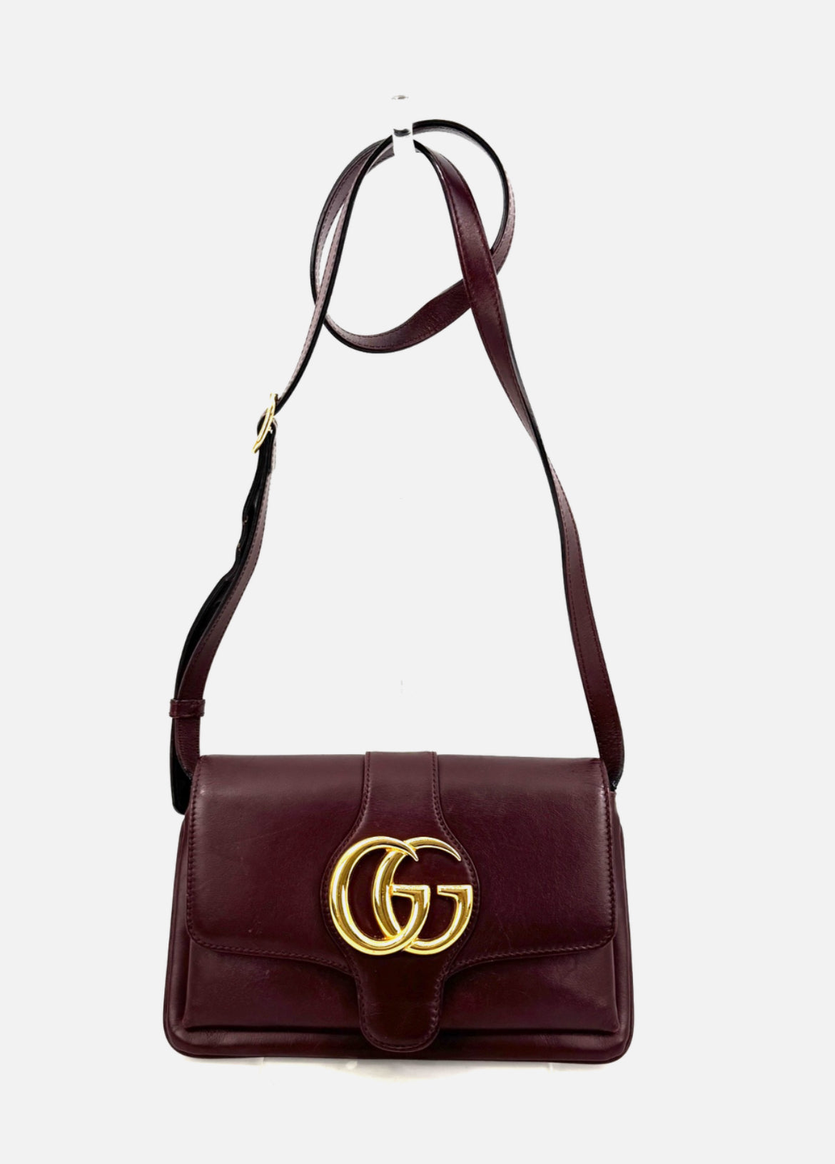 GUCCI Arli Shoulder Bag GG Marmont Burgundy Leather Crossbody