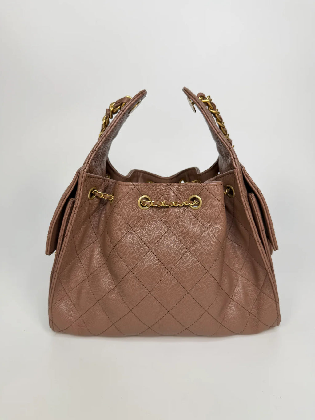 CHANEL 25 SMALL IN BROWN CAVIAR LEATHER WITH GOLD HARDWARE