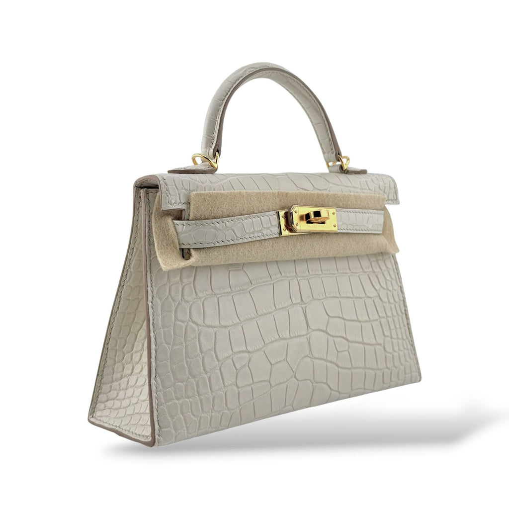 Hermes Kelly Mini Beton Matte Alligator GHW