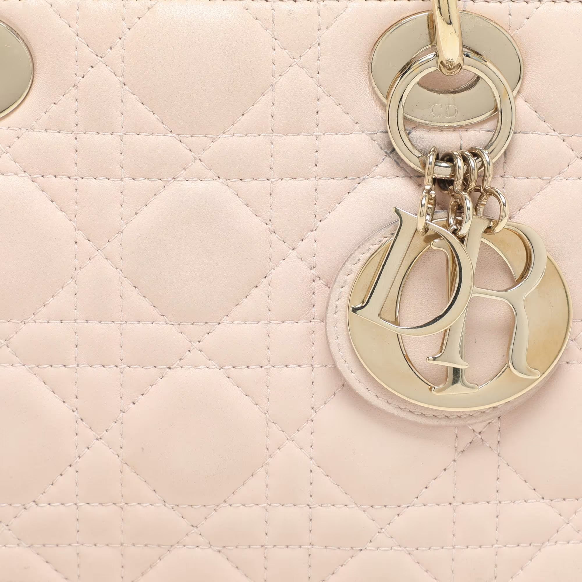 Dior Beige Cannage Leather Small Lady Dior My ABCDior Tote