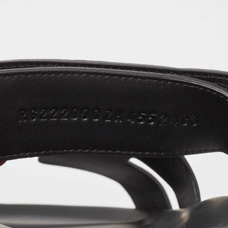 Hermes Black Leather Chypre Sandals Size 45.5