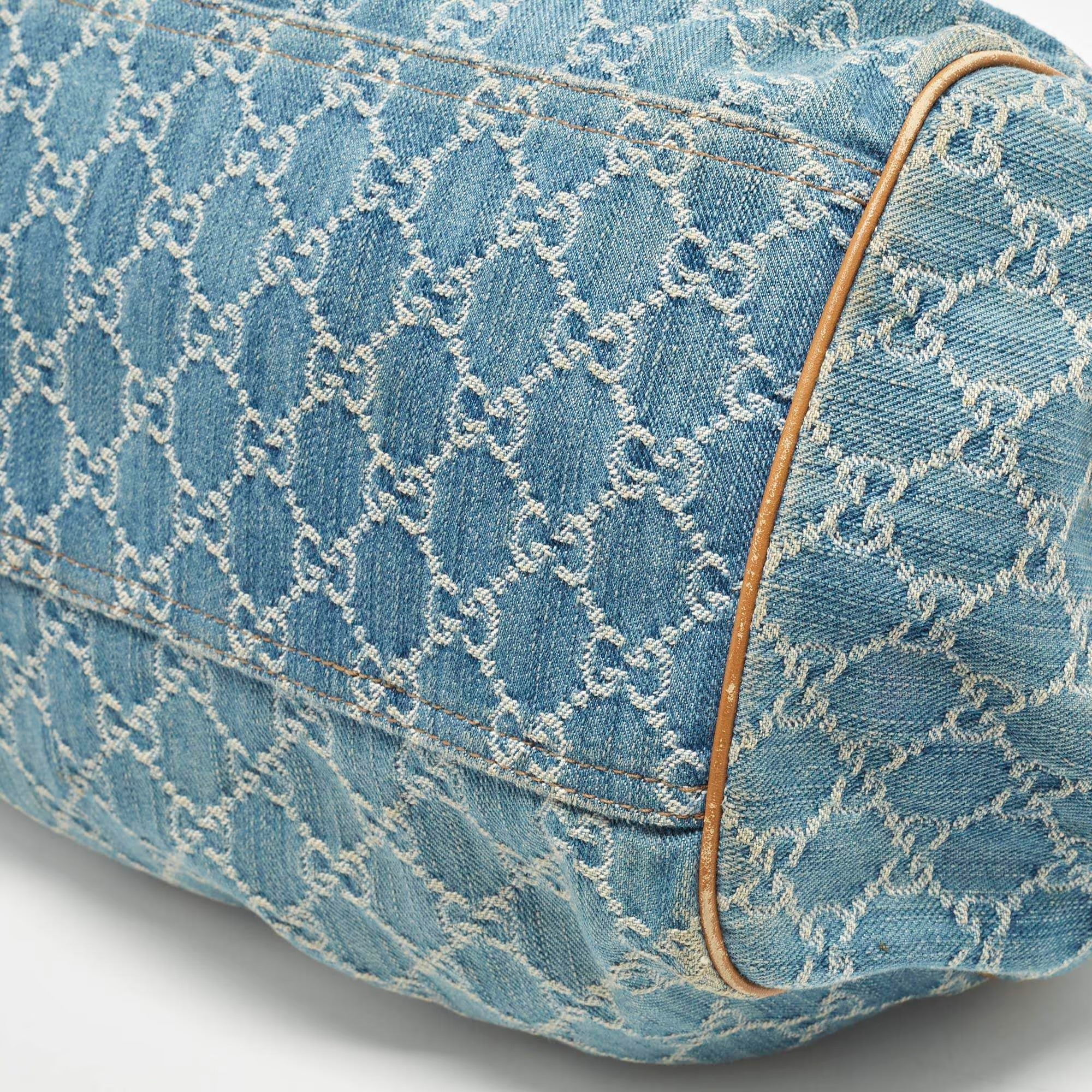 Gucci Sukey Medium Blue/Tan GG Denim Satchel