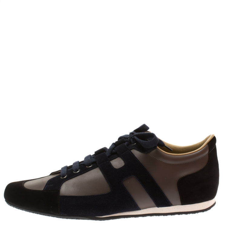 Hermes Tricolor Leather And Suede Tie Break Sneakers Size 45