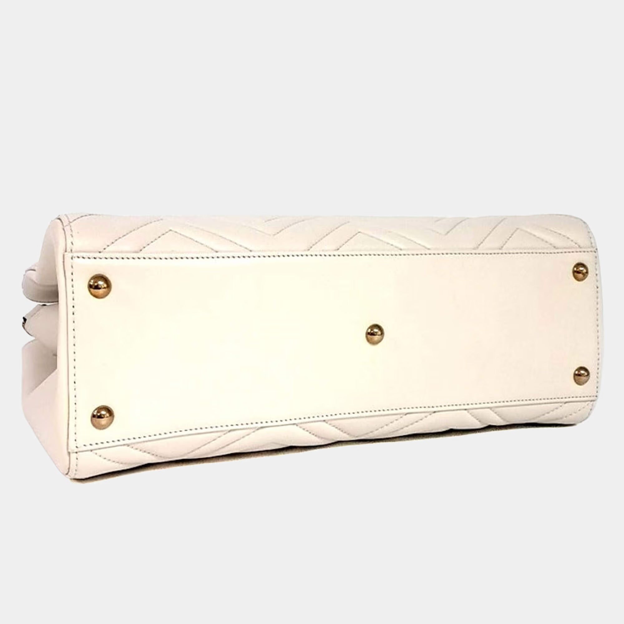 Gucci Cream Leather Marmont Matrasse Tote and Shoulder Bag