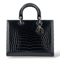 Christian Dior Black Shiny Niloticus Crocodile Large Lady Dior Bag
