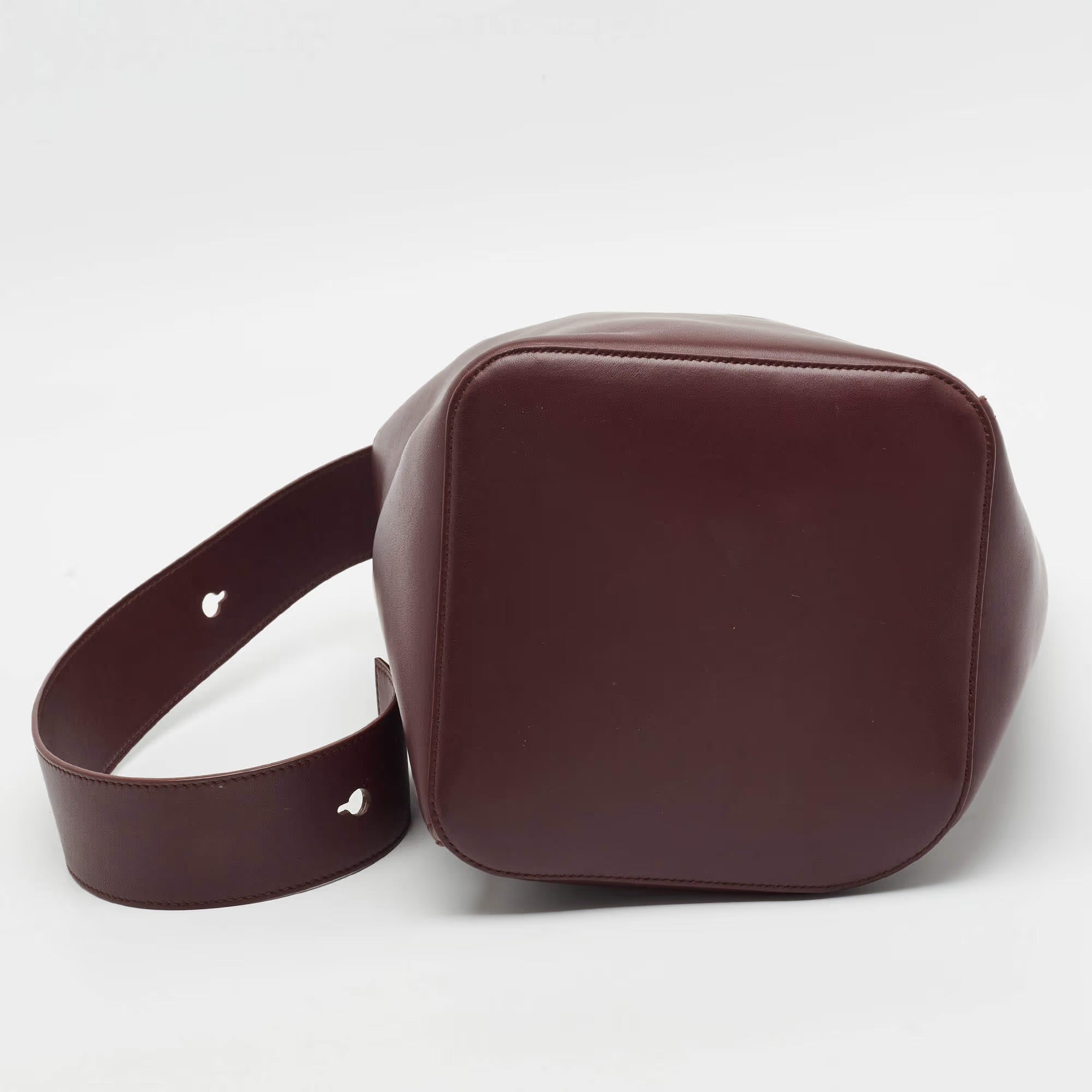 Loewe Pebble Medium Burgundy Leather Bucket Bag