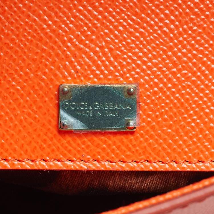 Dolce & Gabbana Miss Sicily Medium Orange Leather Top Handle Bag