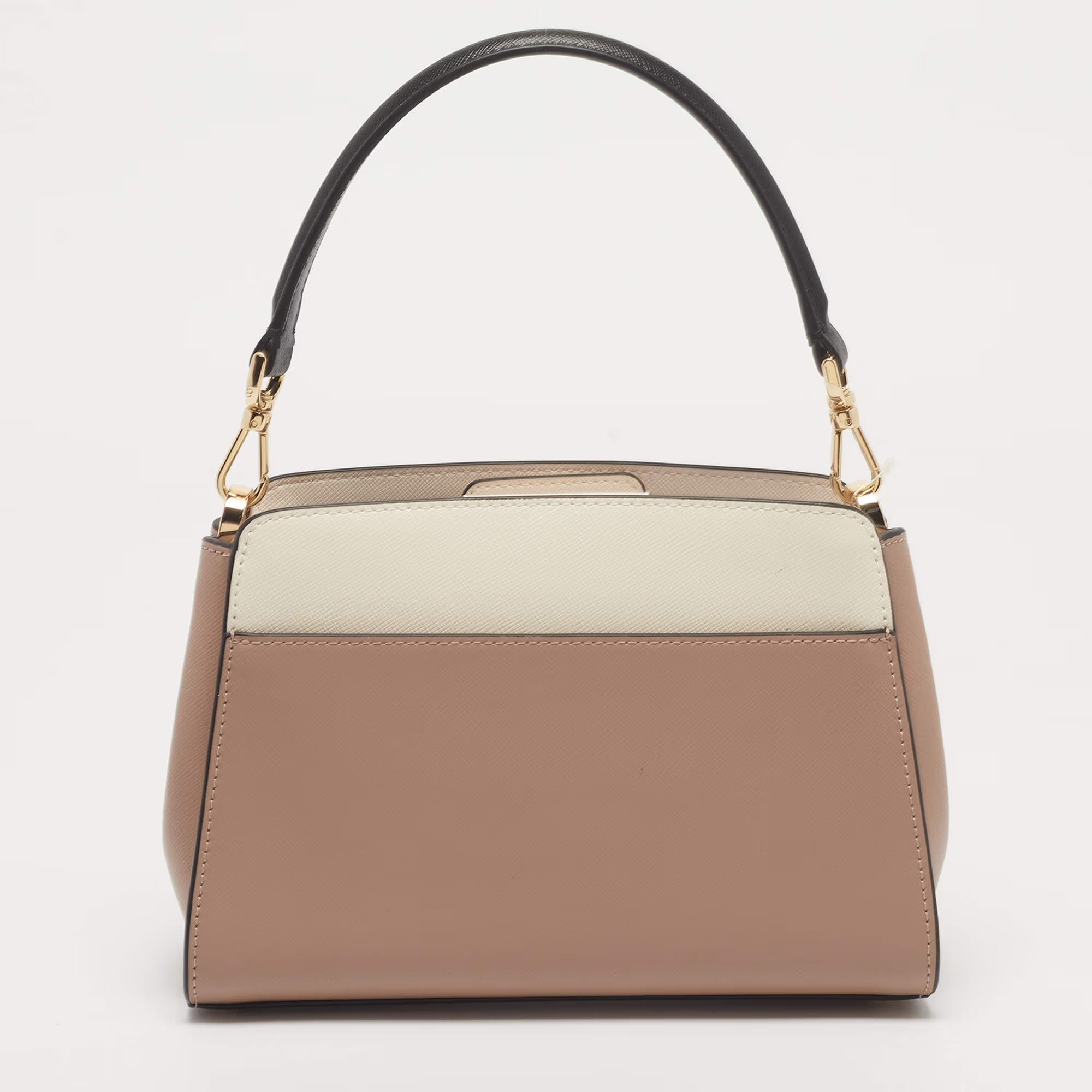 Kate Spade Madison Colorblock Beige/White Leather Shoulder Bag