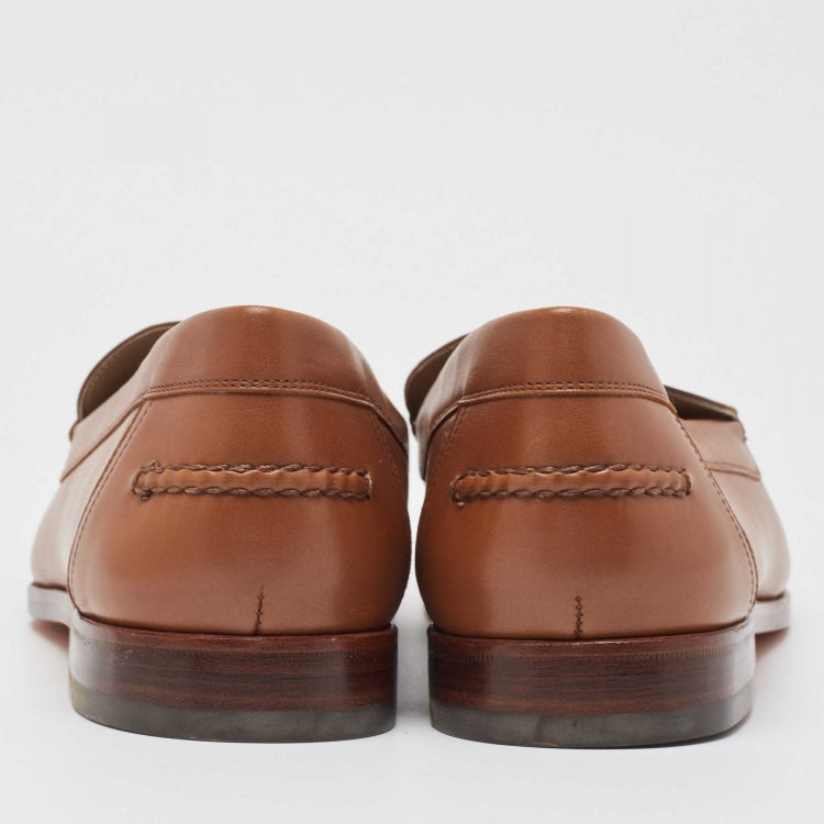 Hermès Brown Leather Slip On Loafers Size 44