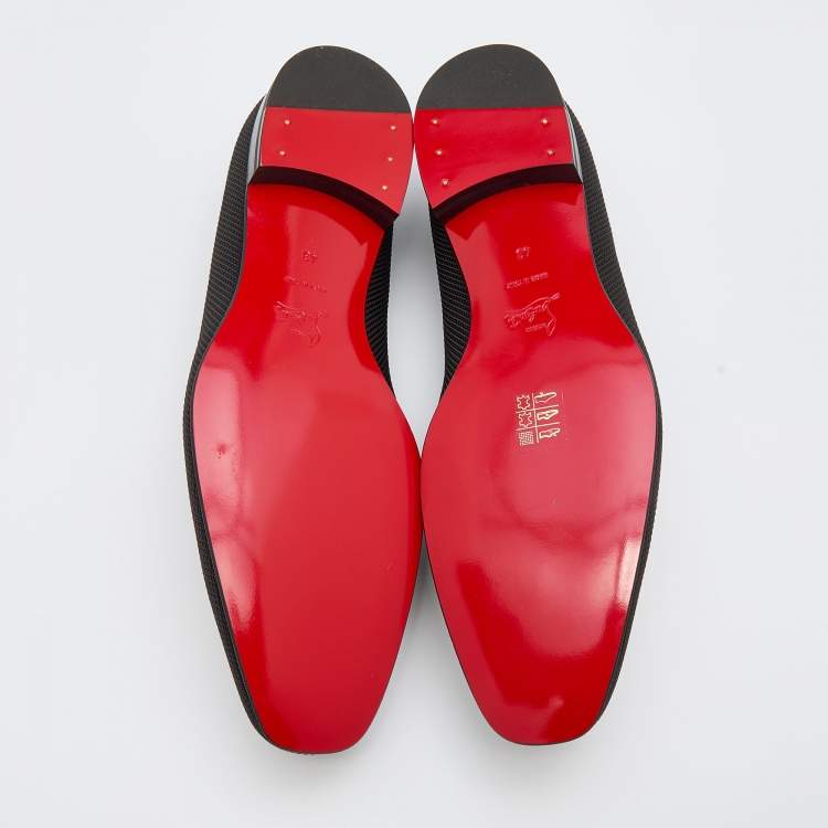 Christian Louboutin Black Nylon Rivalion Tassel Smoking Slippers Size 43