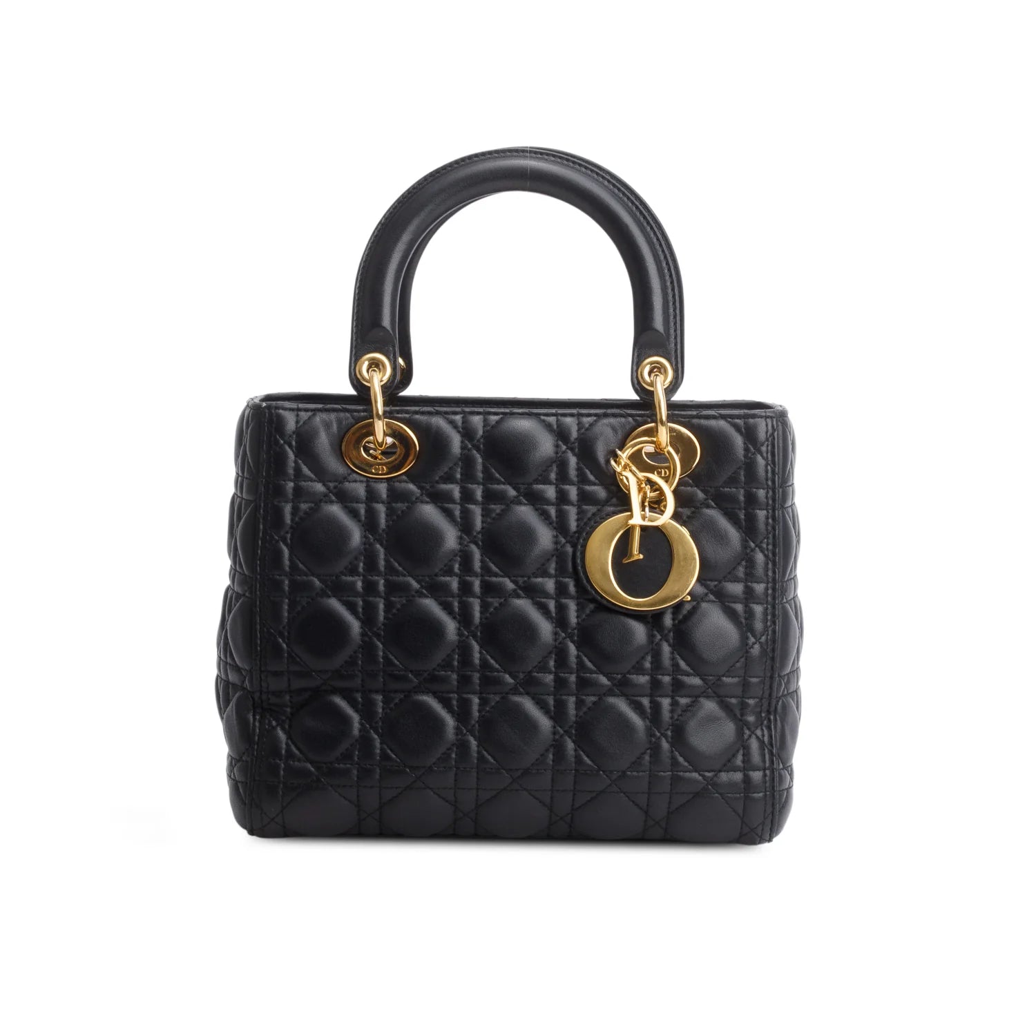 Christian Dior Black Cannage Lambskin Leather Medium Lady Dior Bag