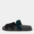 Hermes Black/Green Velvet Chypre Sandals Size 37