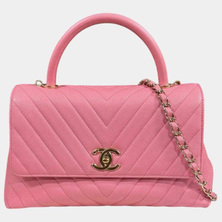 Chanel Coco Handle Pink Caviar Leather Shoulder Bag