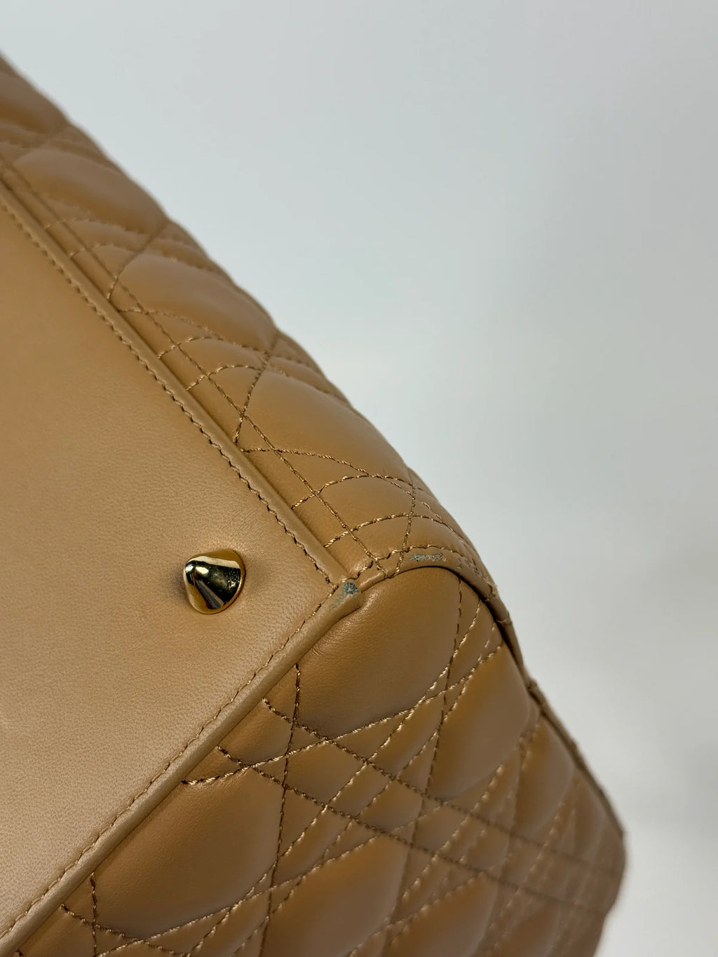 CHRISTIAN DIOR MEDIUM LADY DIOR BAG IN SAND WITH GOLD HARDWARE