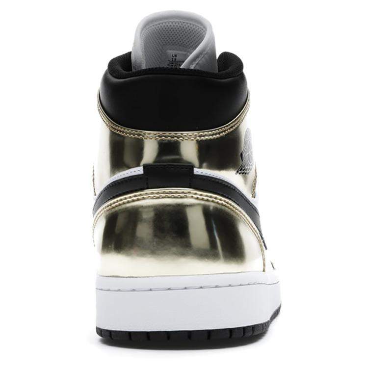 Nike Jordan 1 Mid Metallic Gold Black White Sneakers Size EU 38