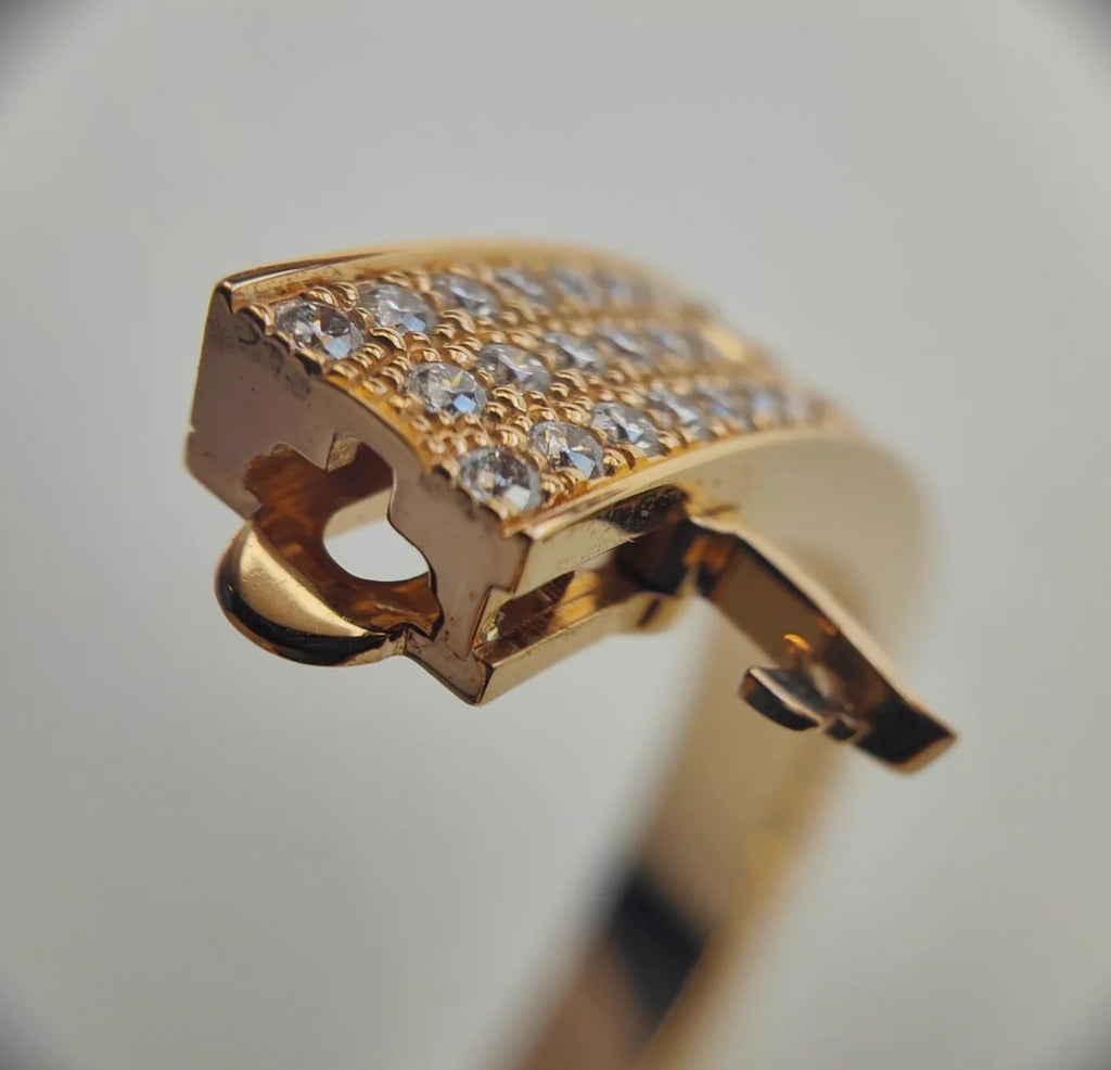 Cartier Love Paved Diamond 18K Rose Gold Cuff Bracelet Size 18
