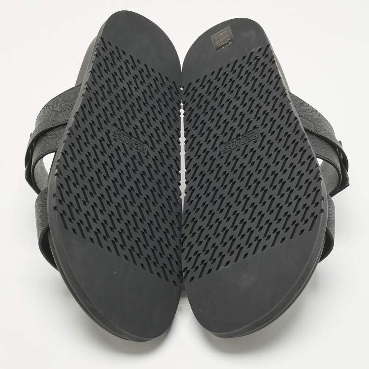 Hermès Black Leather Jackson Sandals Size 45