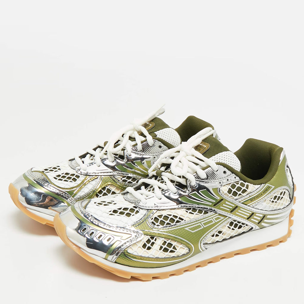 Bottega Veneta Orbit Flash Size 40 Tricolor Leather and Mesh Lace Up Sneakers