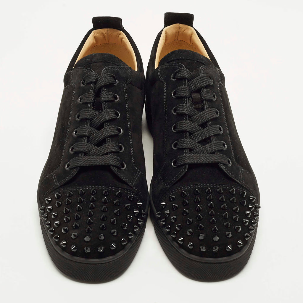 Christian Louboutin Louis Junior Spikes Size 44.5 Black Suede Low Top Sneakers