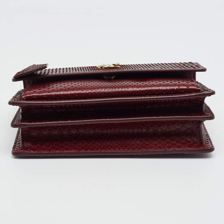 Saint Laurent Sunset Medium Burgundy Python Shoulder Bag