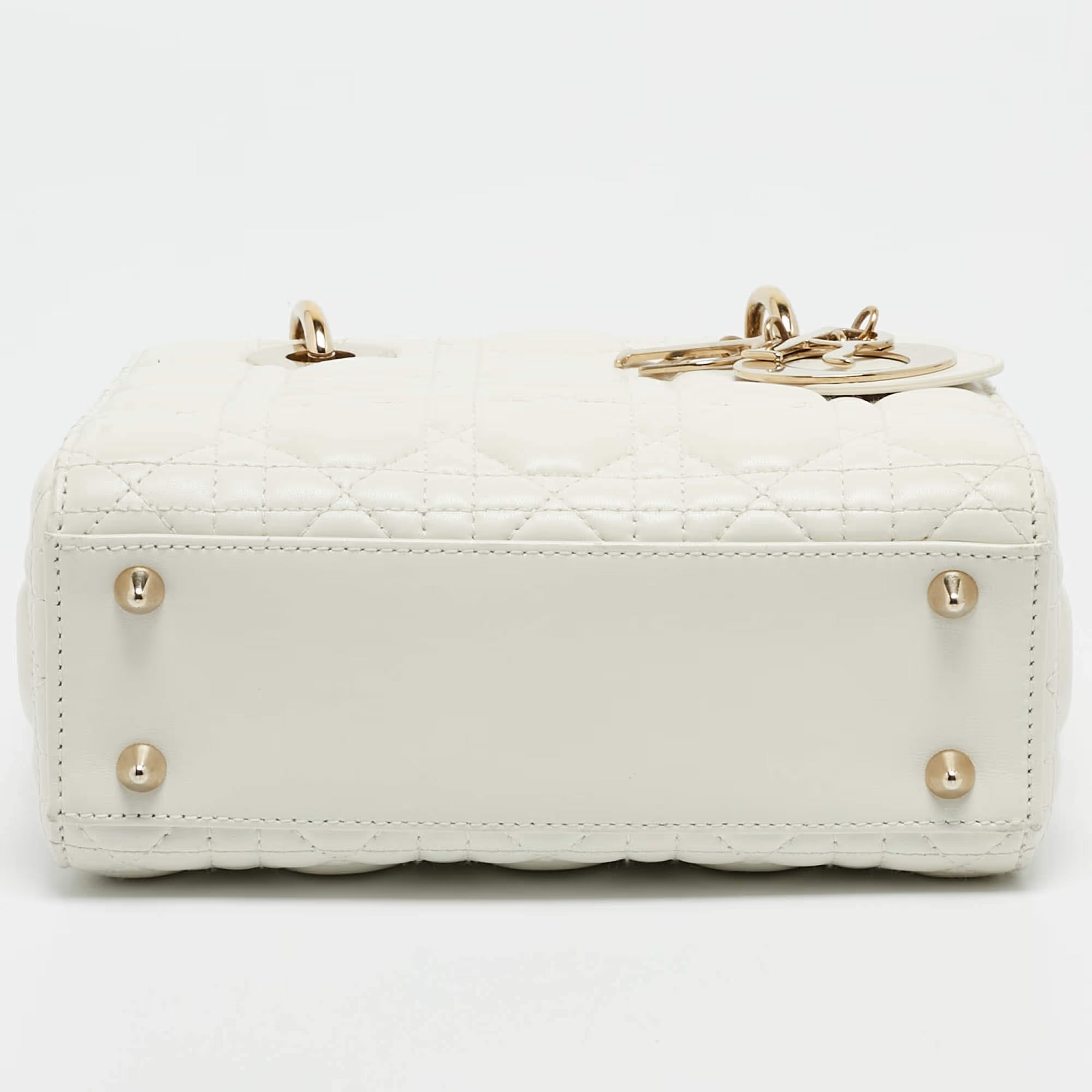 Dior Lady Dior My ABCDior Small White Cannage Leather Tote