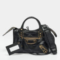 Balenciaga Metallic Edge City Mini Black Croc Embossed Leather Tote